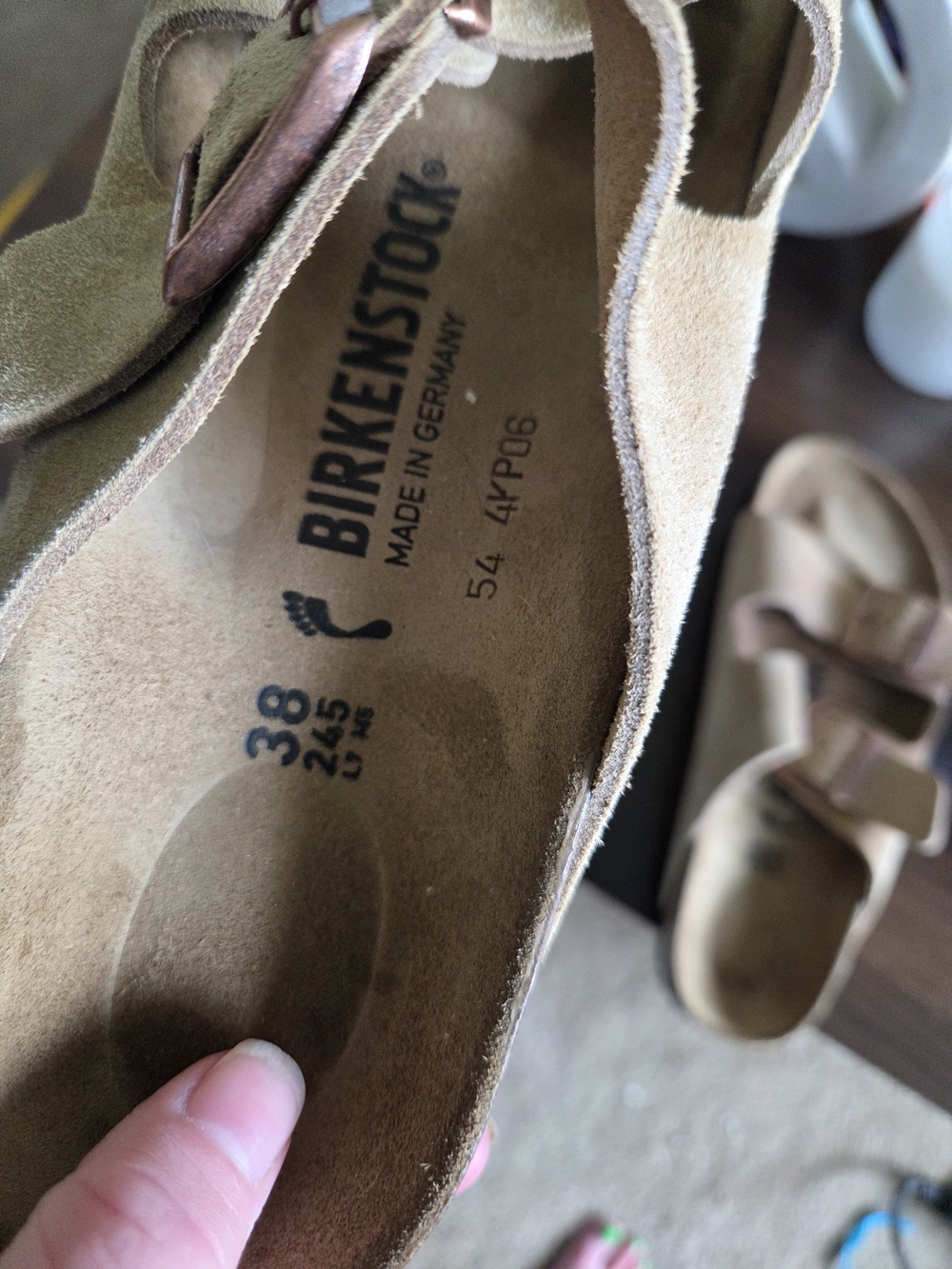 Birkenstock Suede Sandals in Tan - Picture 3 of 3